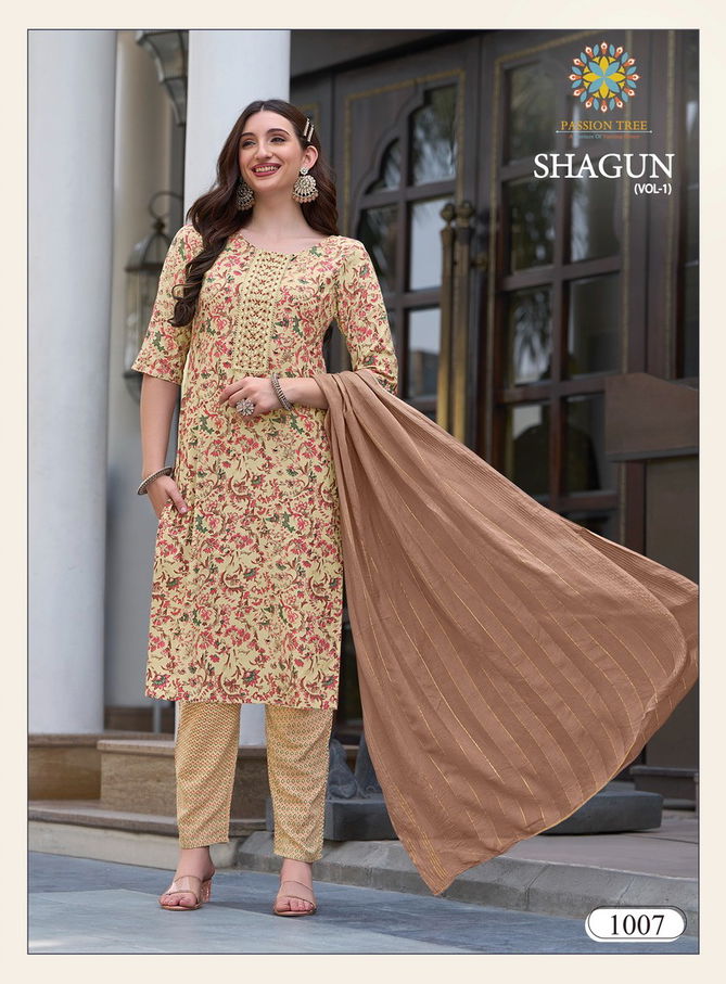 Shagun Vol 1 By Passion Tree Foil Printed Kurti With Bottom Dupatta Wholesale Shop In Surat